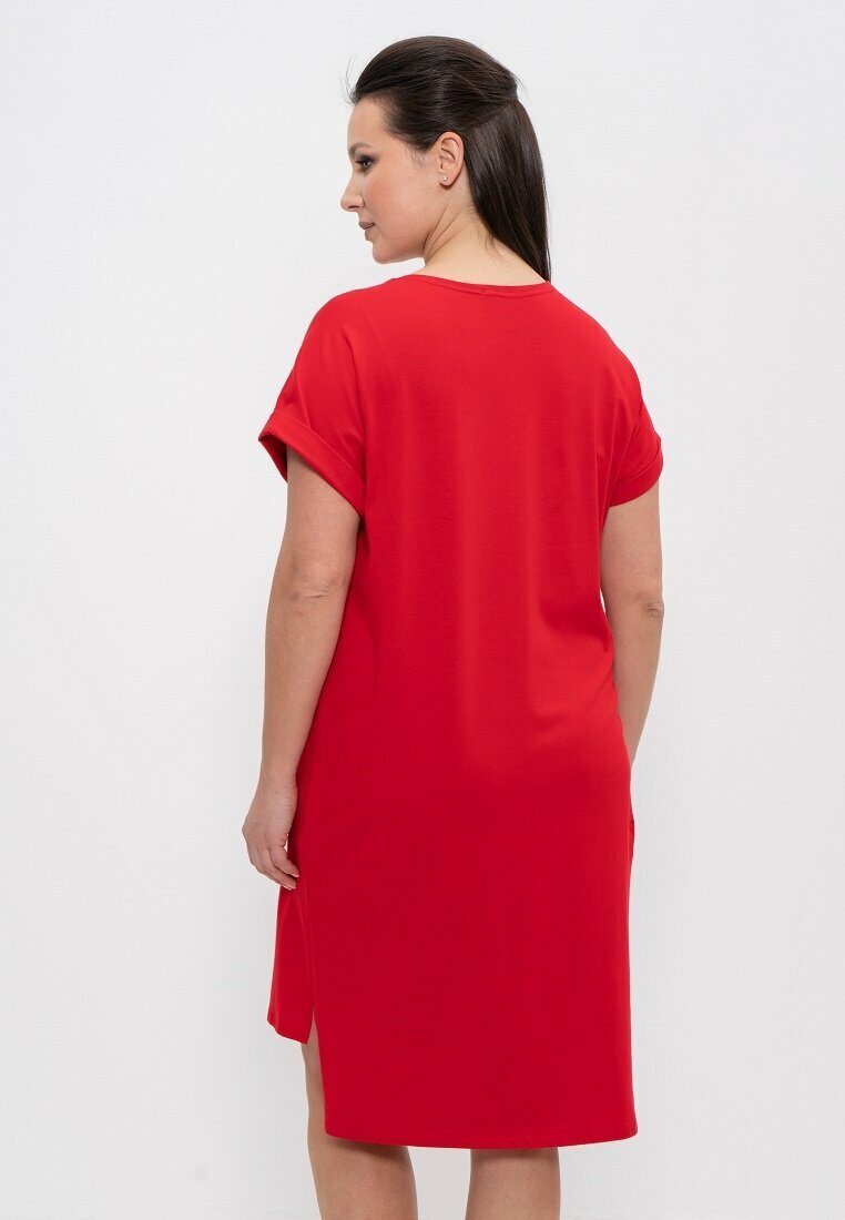 Платье CLEO, короткий рукав, размер 44, красный - фотография № 2