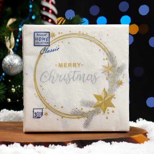 Салфетки бумажные Home Collection Золотой венок на белом 3 слоя 33х33 20 шт 451₽