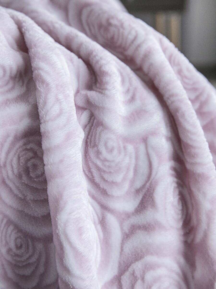 Плед плюшевый 150х200 см , MICRO VELUR 3D, ОТК "Роза", розовый - фотография № 4