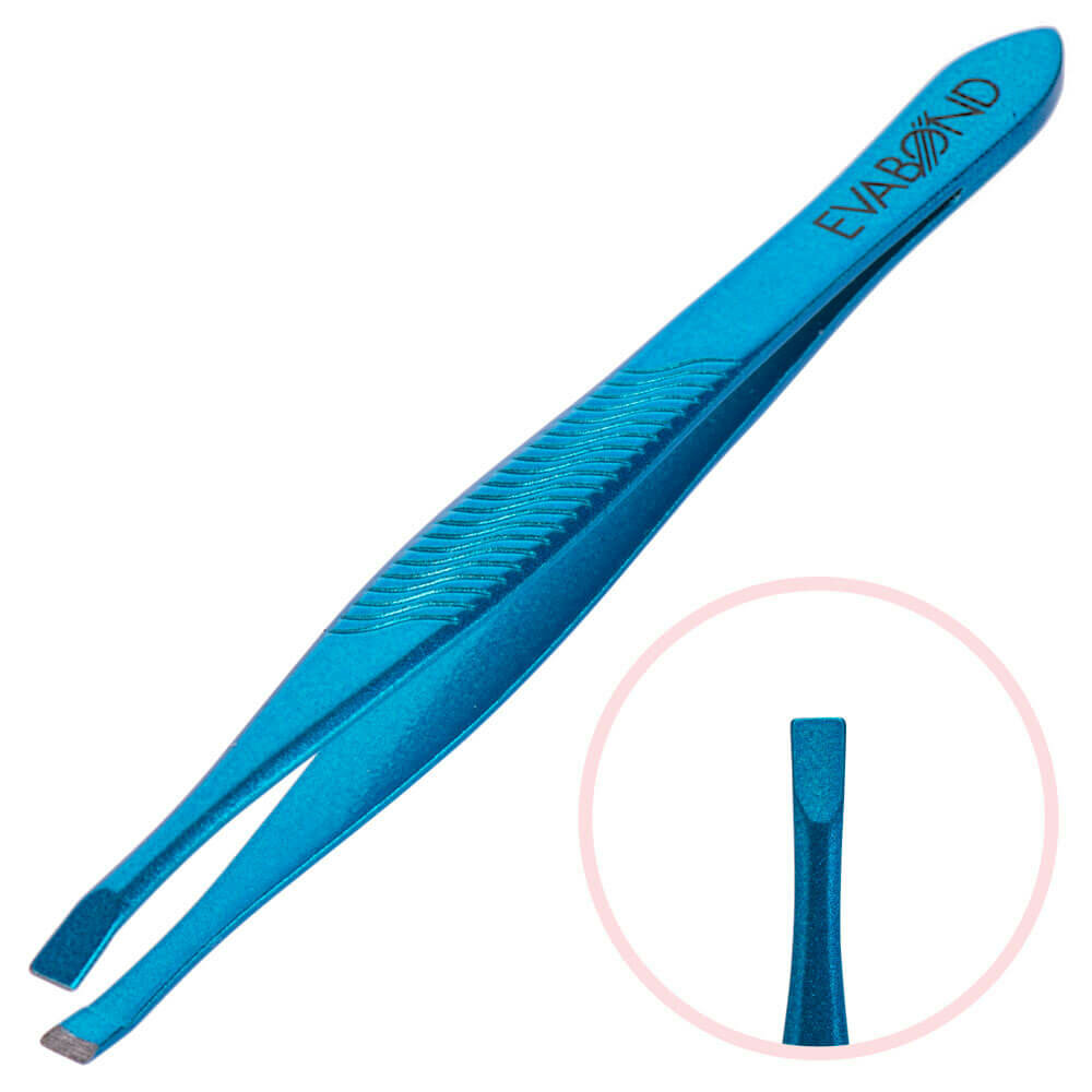 фото Пинцет для бровей прямой синий Irisk (Ириск)