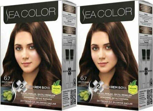 SEA COLOR HAIR DYE KIT Набор для окрашивания волос 6.7 Шоколадный кофе, 2 шт.