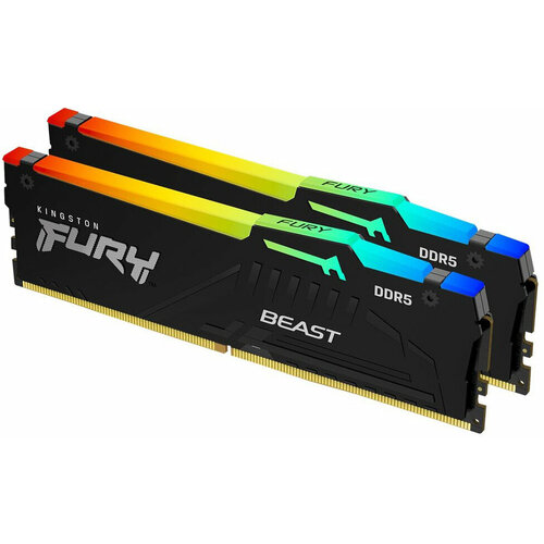 Оперативная память 32Gb DDR5 6000MHz Kingston Fury Beast RGB 2x16Gb KIT KF560C40BBAK2-32 1938000₽