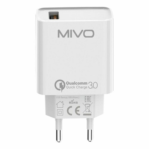 Сетевое зарядное устройство Mivo MP-326Q, Type-C+USB 18W белый