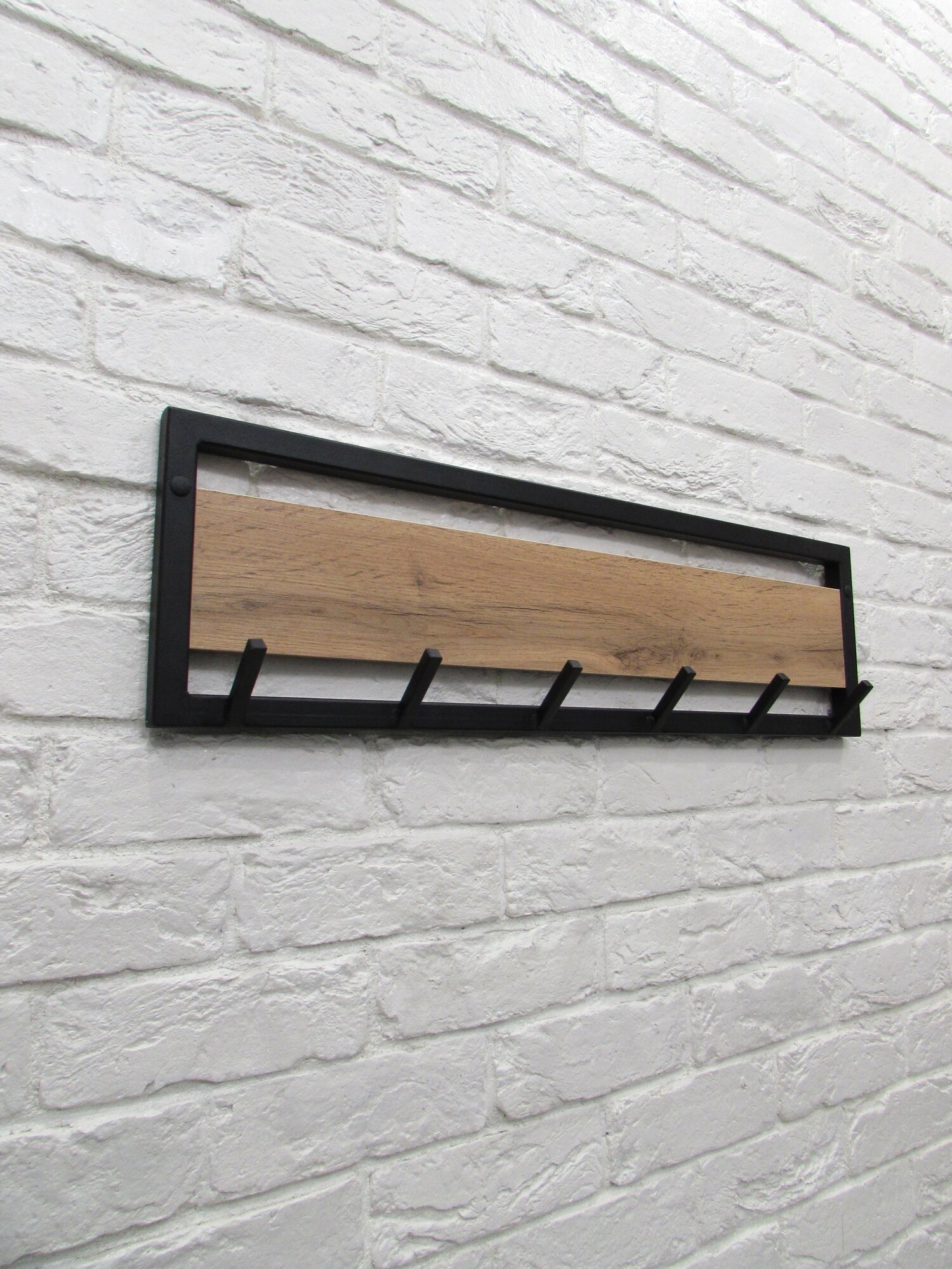 Вешалка настенная, подвесная "Рондо" черная, стиль лофт - фотография № 4