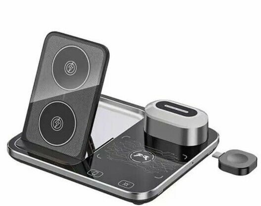 Беспроводная зарядка 3 в 1 для телефонов /зарядник дляартфона и наушников iPhone Xiaomi/Док станция для AirPods Pro и часов Apple Watch