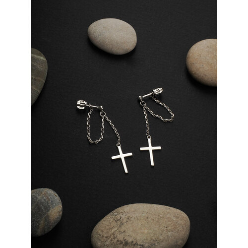 Комплект серег Вознесенский ювелирный завод, серебро, 925 проба, родирование, размер/диаметр 2 мм, длина 4 см, серебряный