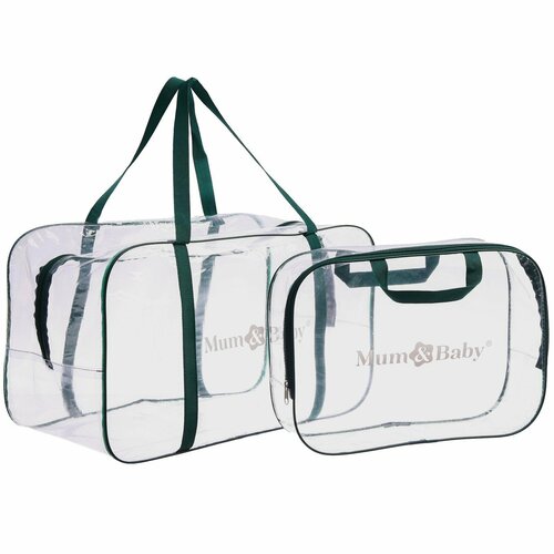 Сумка в роддом с косметичкой цвет зелёный 657₽