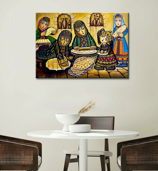 Интерьерная картина на холсте на стену Лаваш - Армения живопись, армянская кухня 30х40