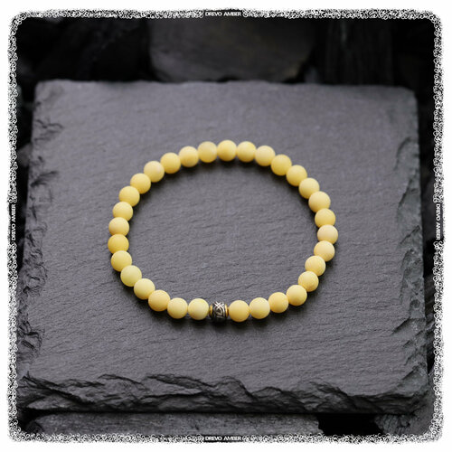 Браслет-нить DREVO Неотполированный браслет из натурального янтаря 2,78 гр., серебро, 925 проба, золочение, янтарь, длина 14.5 см.