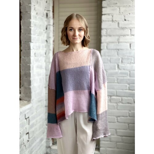 Джемпер Таня Исаева, размер 42-52, синий, серый