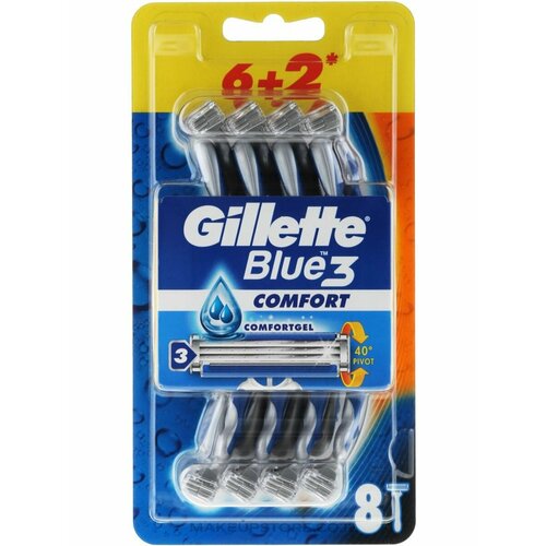 Gillette Blue3 - 8 штук бритвенные станки bic одноразовые бритвы мужские 3 лезвия 3 sensitive