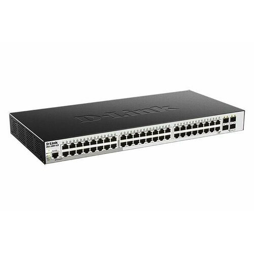 Коммутатор D-Link DGS-3000-52X/B Managed L2 Switch 48x1000Base-T, 4x10GBase-X SFP+, Surge 6KV, CLI, RJ45 Console, RPS, Dying Gasp d link proj managed l3 stackable switch 24x1000base t poe 2x10gbase t 4x10gbase x sfp poe budget 370w 740w with dps 700 surge 6kv cli 1000bas