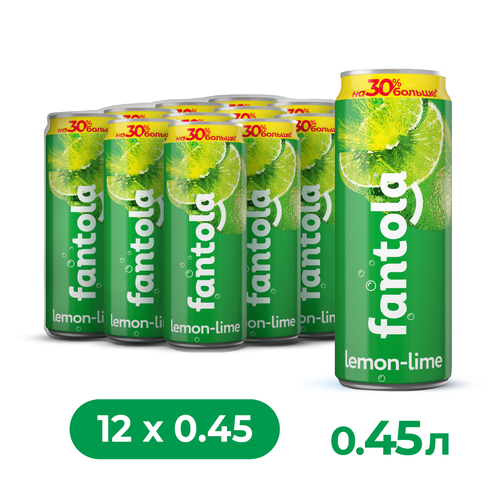 Газированный напиток Fantola «Lemon-Lime», 12 шт по 0.45 л ж/б