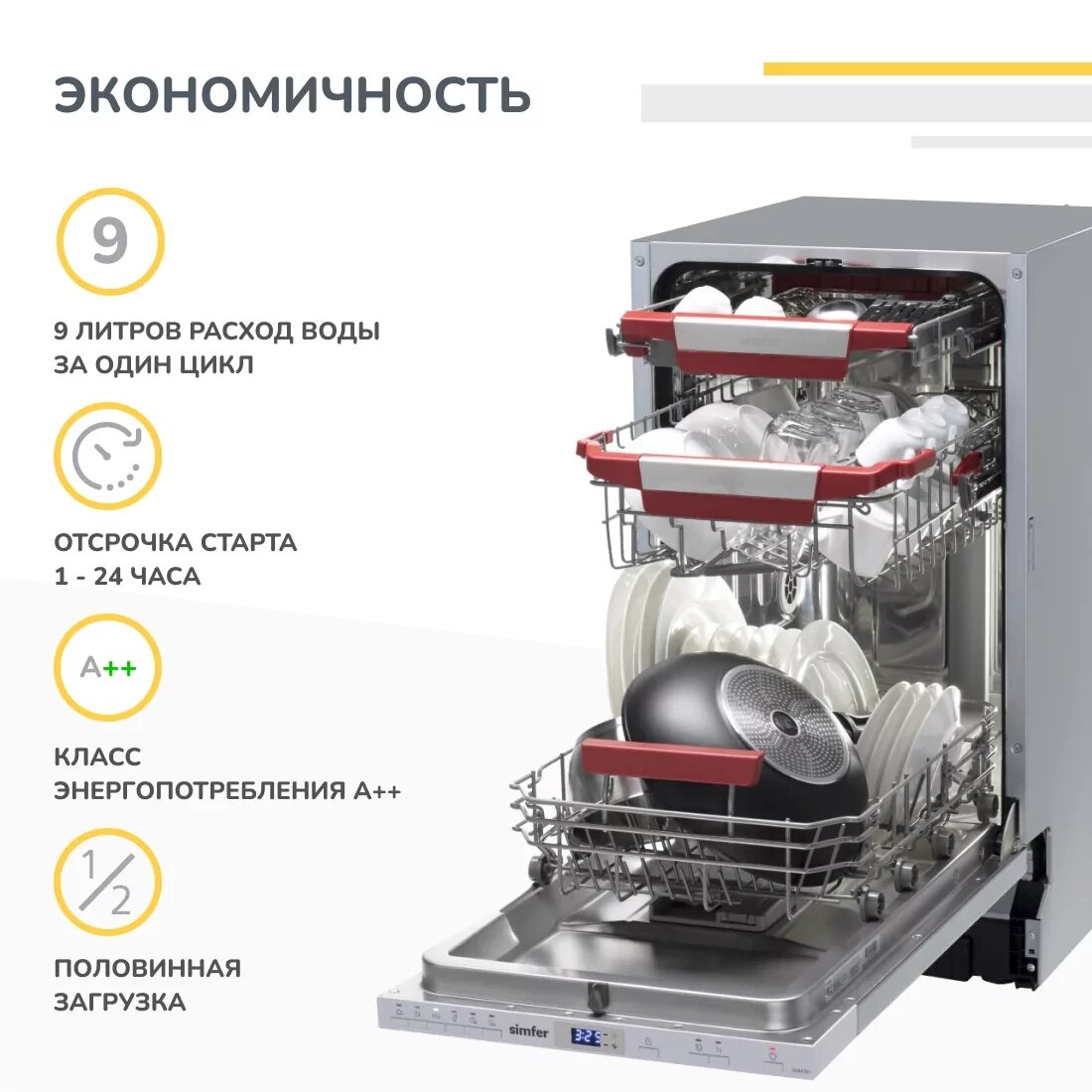 Встраиваемая посудомоечная машина Simfer DRB4603 - фотография № 10