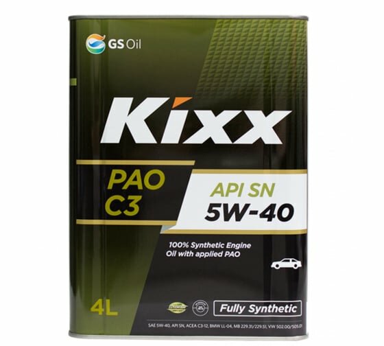 Масло моторное 5W40 Kixx PAO ACEA C3 API SN (синт.) металл. (4л)