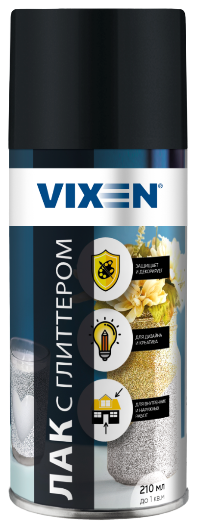 фото Лак с глиттером, серебро Vixen VX-24016 210мл