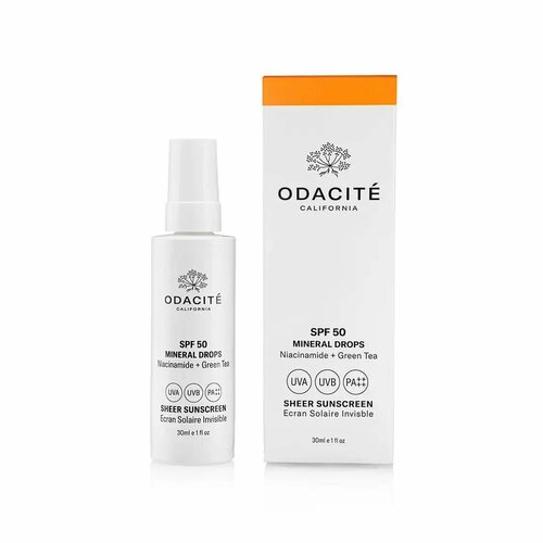 Odacite Средство защиты от солнца для лица SPF 50 Mineral Drops Sheer Sunscreen, 30 мл