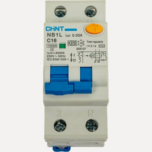 Изображение товара 203107 Диф. авт. выкл. NB1L 1P+N C16 30mA тип AC 10kA (36mm) (R)(CHINT)