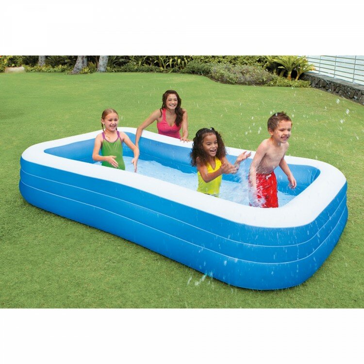 Бассейн надувной, прямоугольный бассейн, для детей от 6-ти лет, 305х183х56 см, голубого цвета