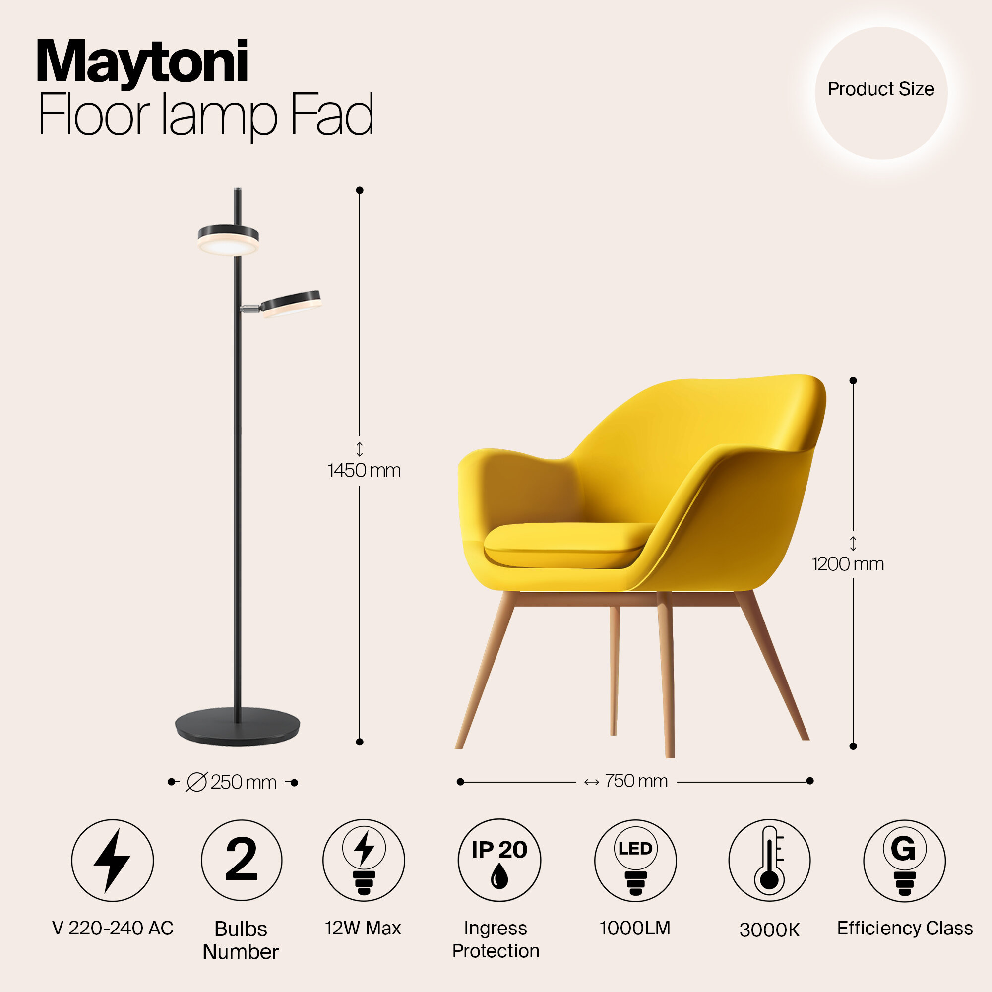 Торшер Maytoni Fad MOD070FL-L12B3K - фото №8