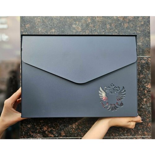 Почтовый ящик уличный с замком, металлический, серый (гравировка 