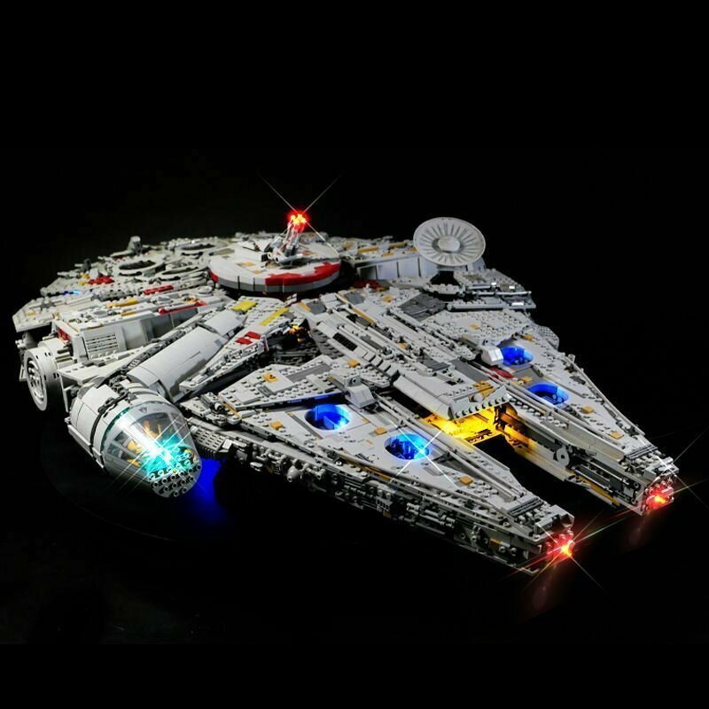 Конструктор Star Wars Сокол Тысячелетия, Аналог LEGO 75192, световая версия с подставкой и пультом 99888