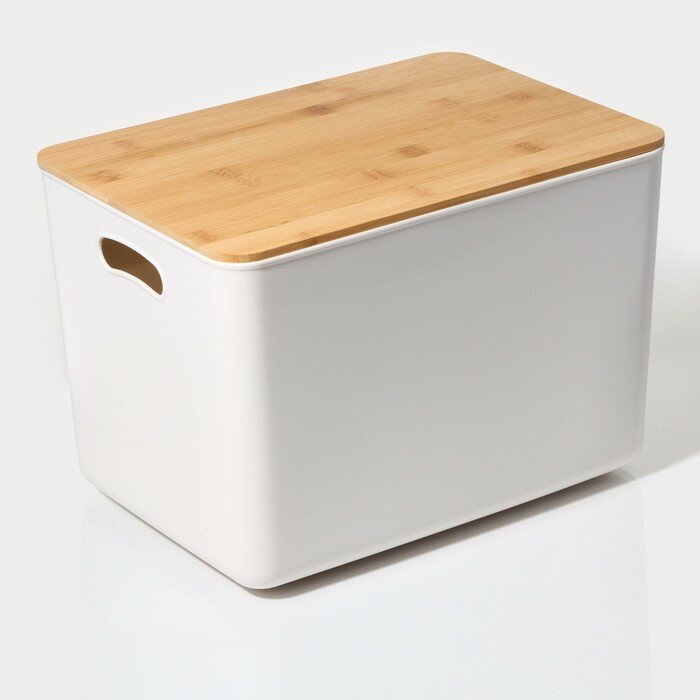 Контейнер для хранения с крышкой и ручками LaDо́m «Натурэль» 22.05 л 36×25×24.5 см пластик белый