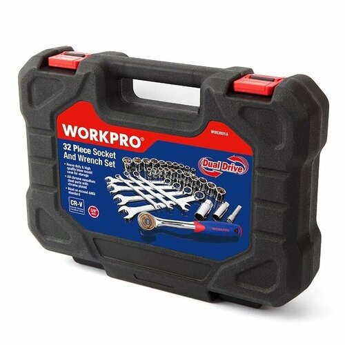 Набор торцевых головок 38 32 шт в кейсе Workpro WP202528 7330₽