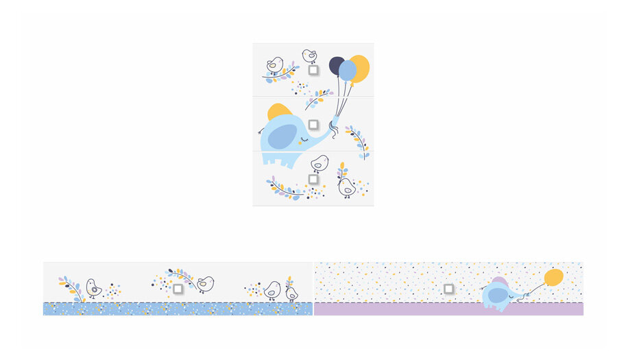 фото Фасад к кроватке детской Polini kids Simple 1100 Слоник на шаре