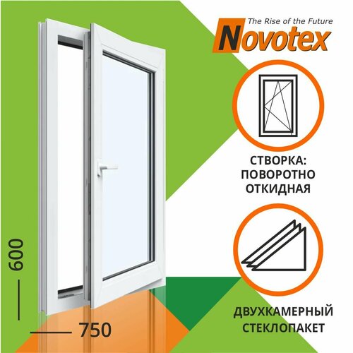 Окно ПВХ 600x750 мм 2 камеры поворотно-откидное Novotex Techno 58|21895-mir-rfbs