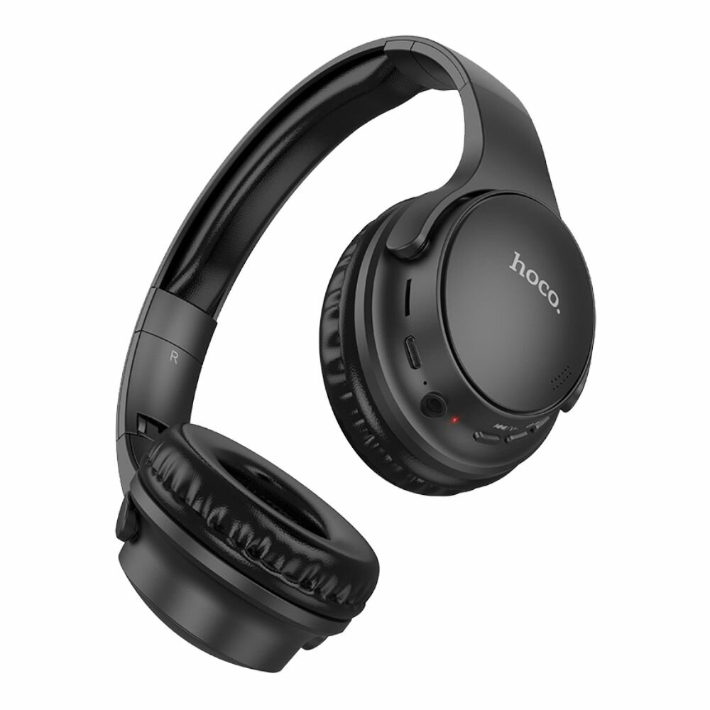 Bluetooth гарнитура HOCO W40 Mighty BT5.3, AUX/microSD/Type-C, накладная, громкость +/- (черный) — фото 1