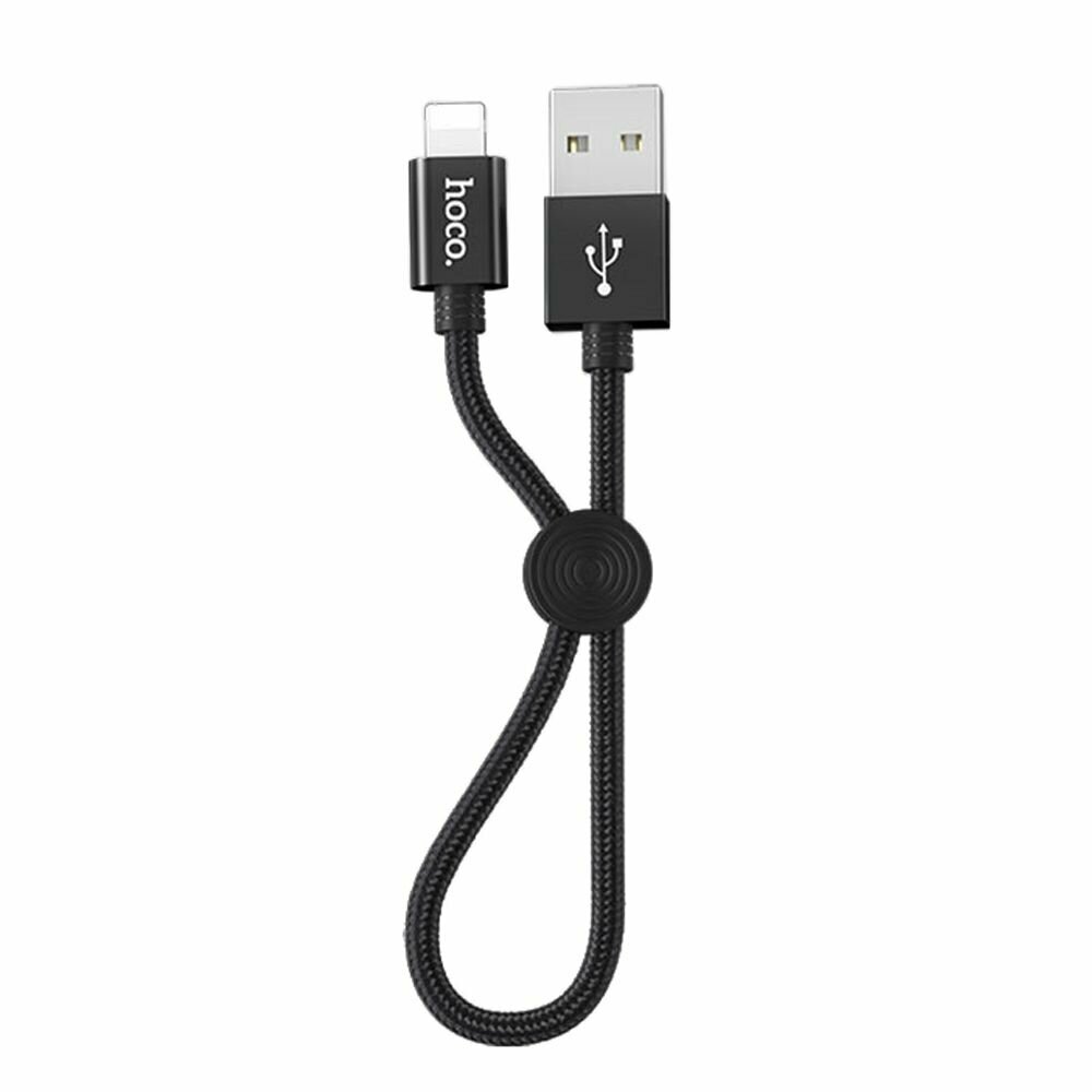 USB кабель HOCO X35 Premium Lightning 8-pin, 2.4А, 0.25м, нейлон (черный)