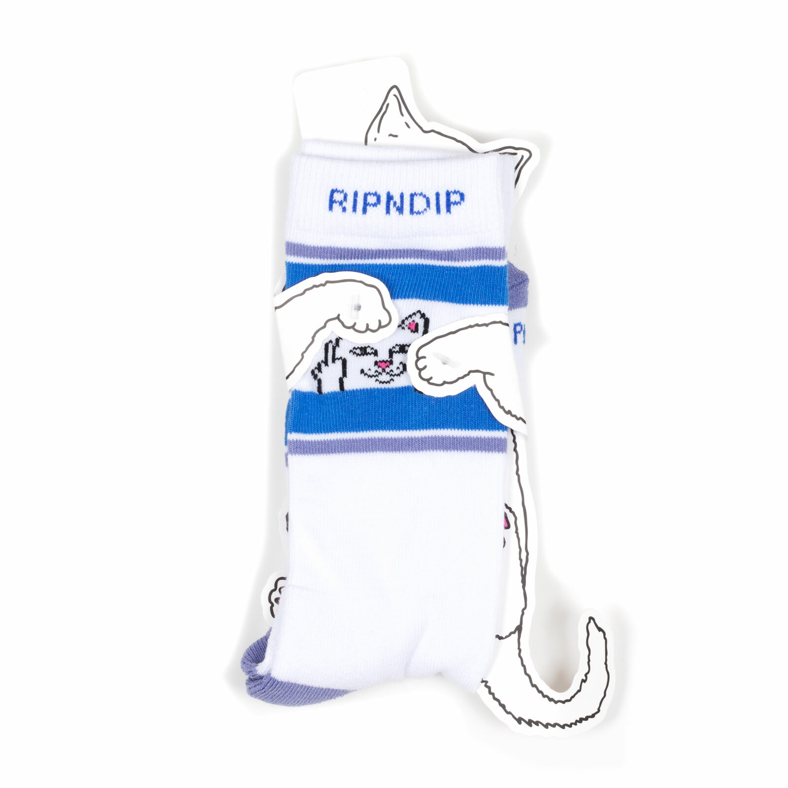 Носки RIPNDIP Носки с котом Peeking Nermal - Blue/White, размер Универсальный, серый, черный, белый