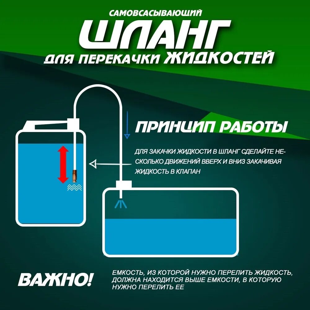 Шланг 20 мм для перекачки жидкостей самовсасывающий с клапаном 2м — фото 1
