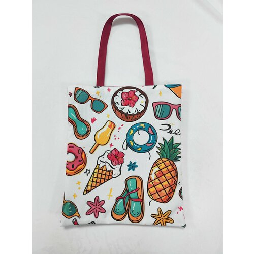 Сумка шоппер Ассорти, бордовый, белый