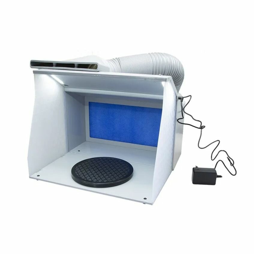 фото Окрасочный бокс JAS 3705 для моделей и аэрографии, в комплекте вытяжной шланг, светодиодная подсветка, 2 вентилятора