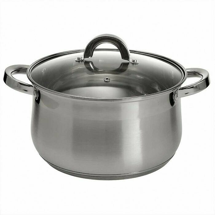 Кастрюля Webber BE-147/2 из нержавеющей стали со стеклянной крышкой 6.5 л