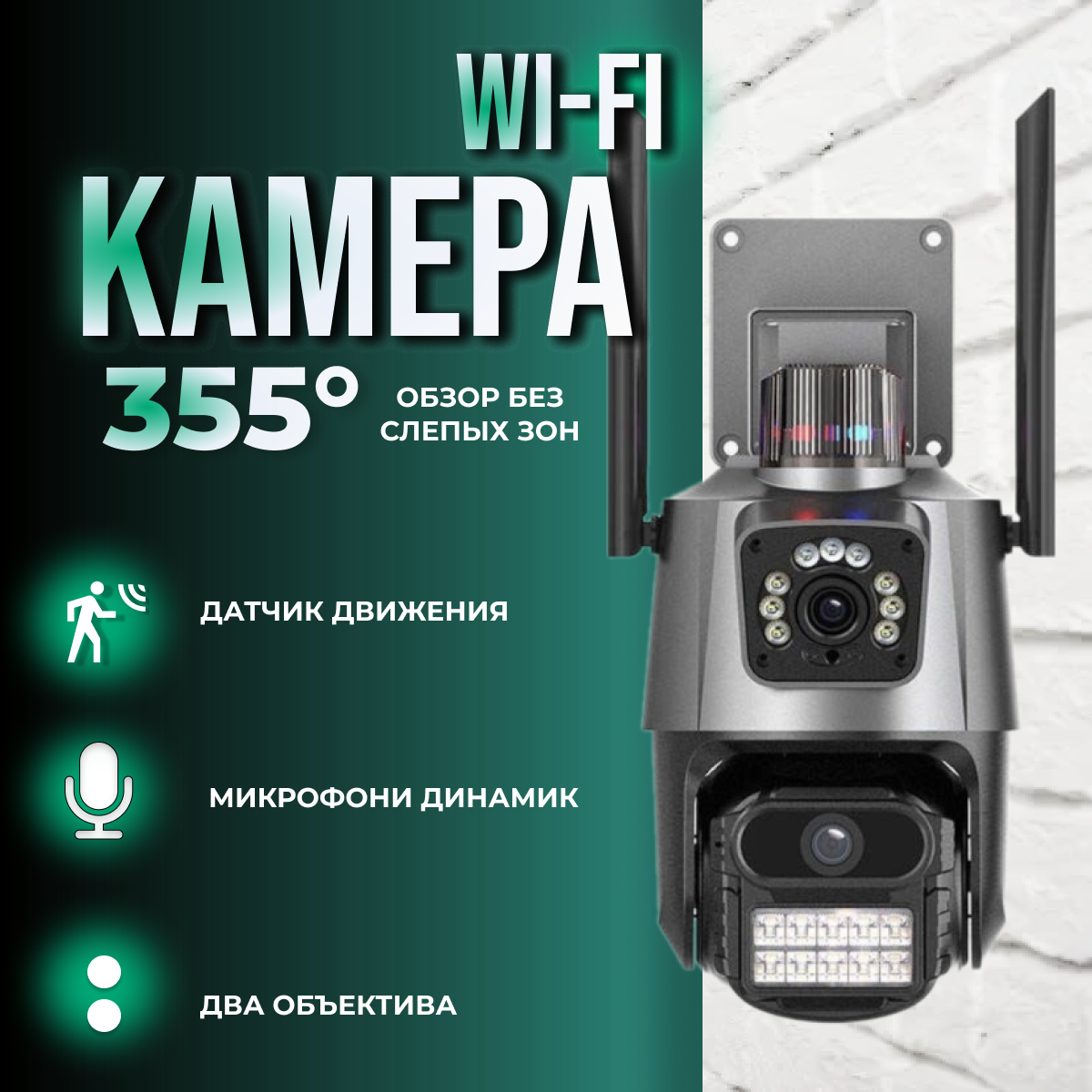 Беспроводная поворотная камера с датчиком движения и режимом ночной съемки