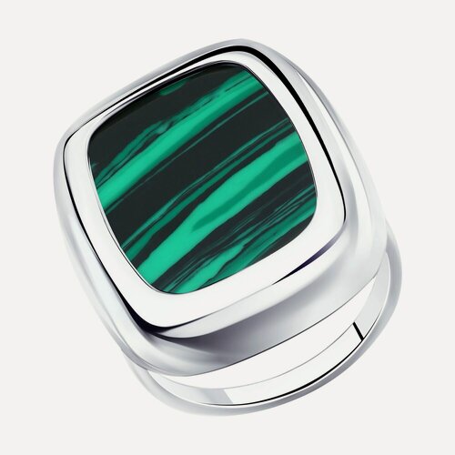 Изображение товара Кольцо, серебро, 925 проба, родирование, малахит синтетический
