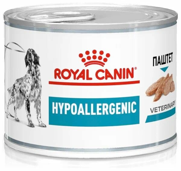 фото Влажный диетический корм для взрослых собак при пищевой аллергии , Royal Canin Hypoallergenic Dog паштет (4шт по 200г)