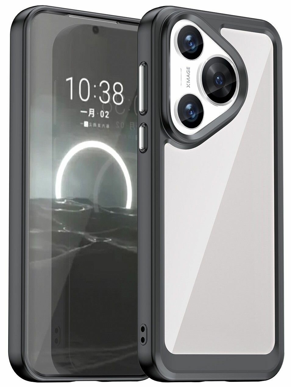 Чехол на HUAWEI Pura 70 пластиковый с силиконовой окантовкой чёрный