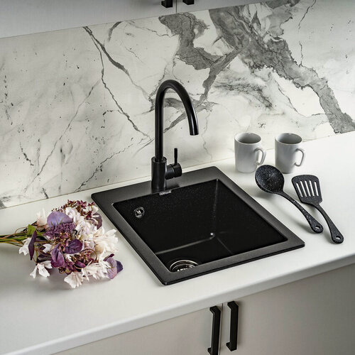 Изображение товара Комплект мойка для кухни Gerhans A10-25 Оникс со смесителем W4998-3-25