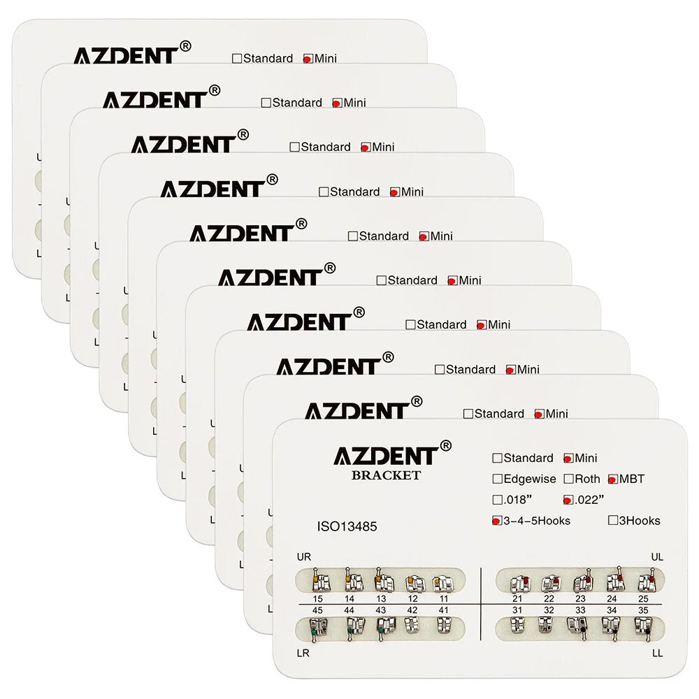 AZDENT Ортодонтические брекеты Mini Roth/MBT/Edgewise 022 Hooks 3