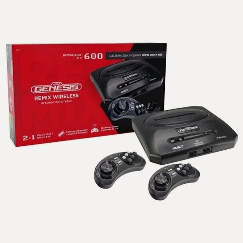 Изображение товара Игровая приставка Retro Genesis Remix Wireless (8+16Bit) + 600 игр (модель: ZD-05A, Серия: ZD-00, AV кабель, 2 беспроводных джойстика)