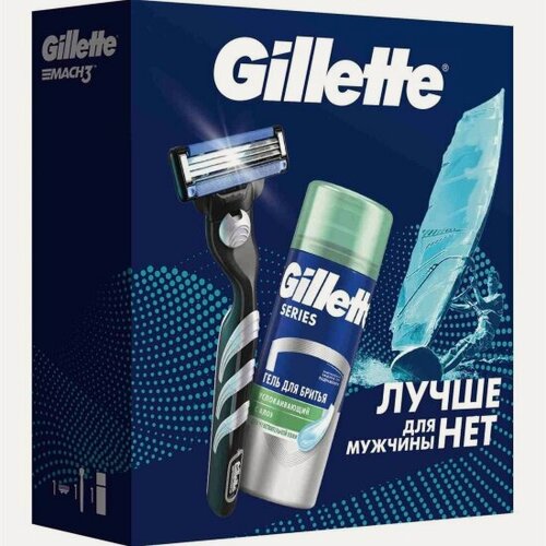 Изображение товара Подарочный набор Gillette Mach3 (бритва + гель для бритья, 75 мл)