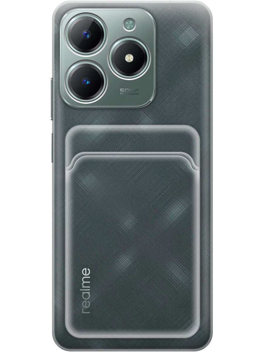 Силиконовый чехол на Realme C61 / C63 с карманом для карты прозрачный — фото 1