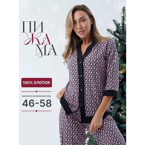 фото Пижама domini style, размер 44, розовый, черный