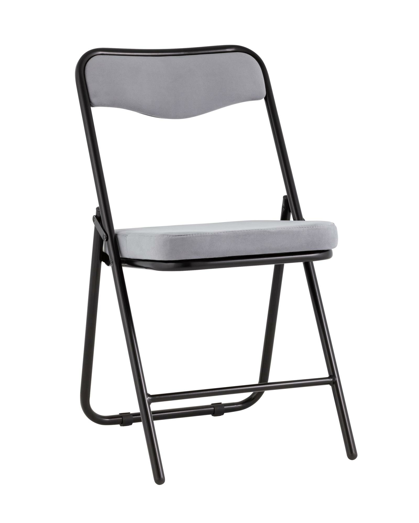 Складной стул Джонни STOOL GROUP серый, велюр, металл, мягкое сиденье, без подлокотников