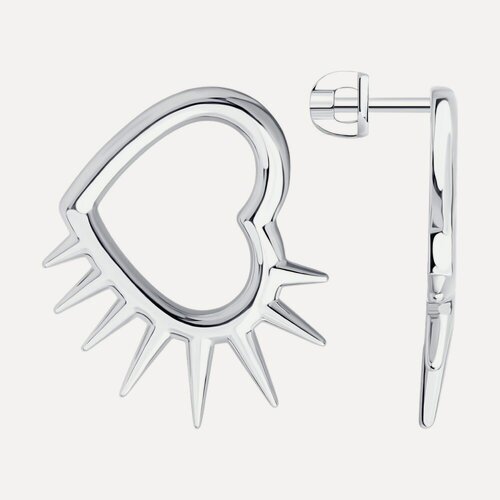 Изображение товара Серьги пусеты, серебро, 925 проба, родирование