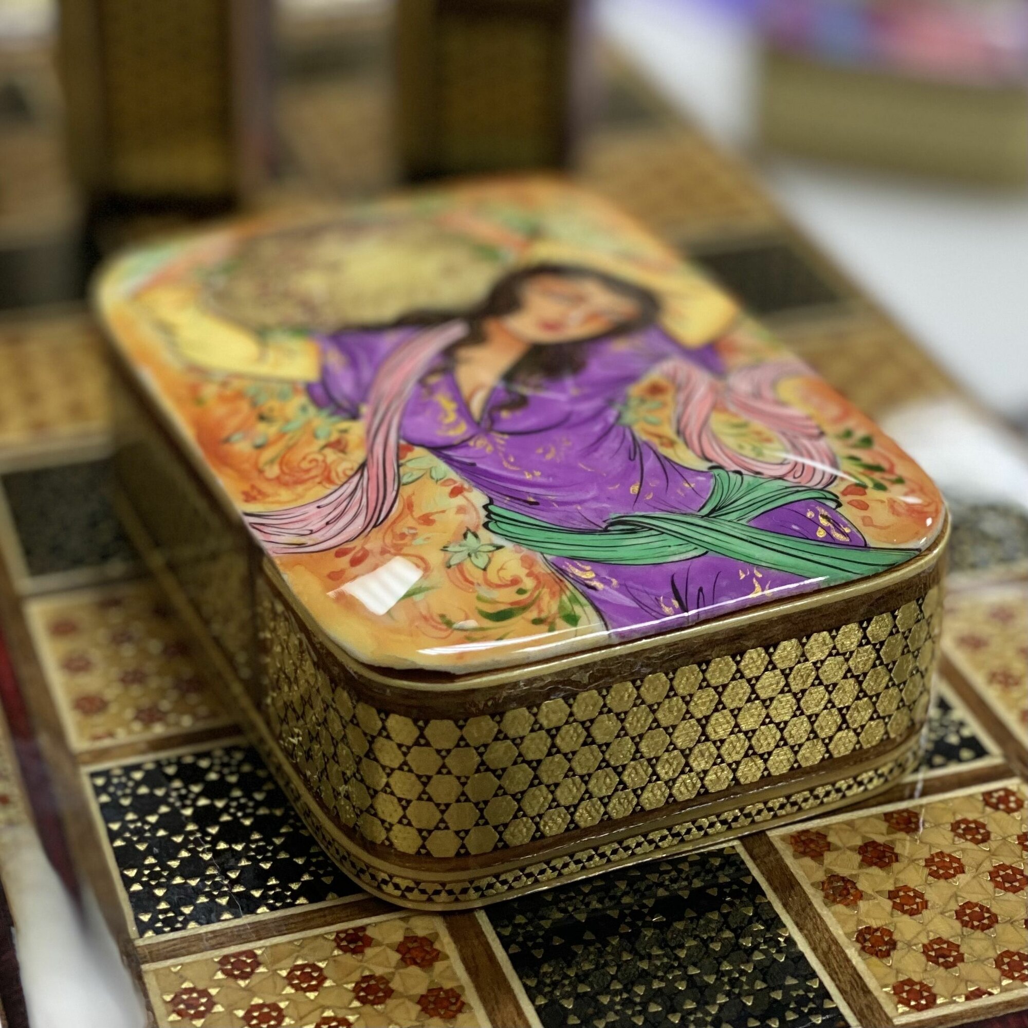 Чехол-футляр Персидский базар "Иран", дерево, ручная работа, для игральных карт — фото 1